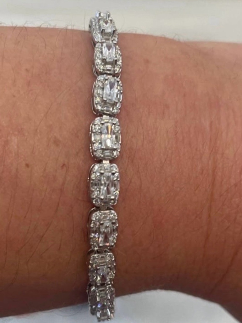 Rhodium plated over 925 silver 8inch 8.00ctw Moissanite bracelet